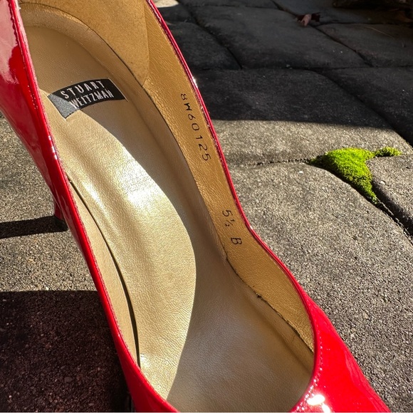 Stuart Weitzman Ruby Red Pointy Toe Patent Pumps - Picture 2 of 7